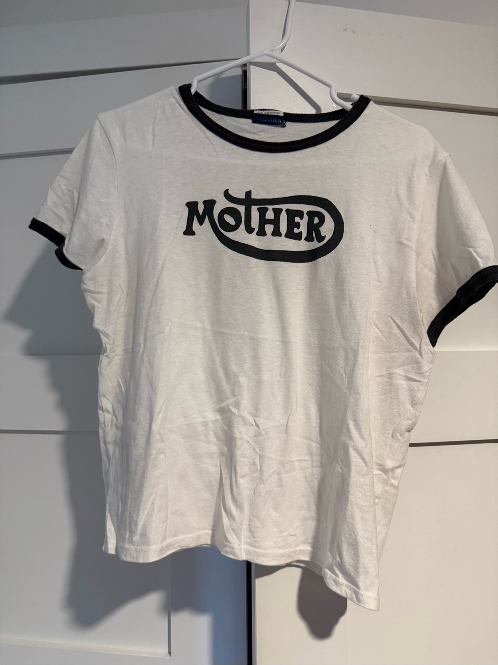 MOTHER White Ringer Tee with Black Trim
